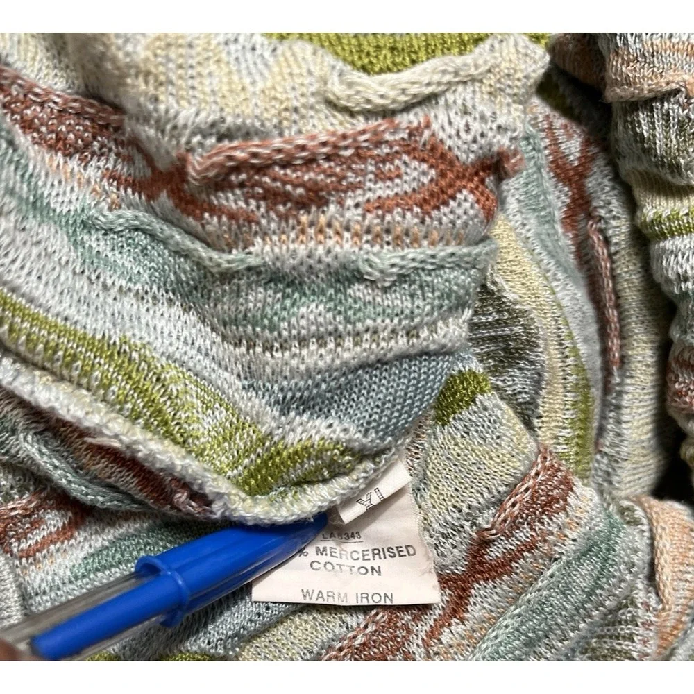 COOGI Women's 3D Cable Knit Crew Neck Size XL Sage Green Colorful 90's - Picture 13 of 13